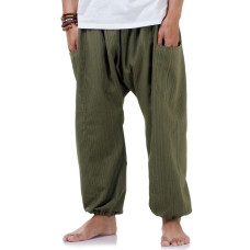 Men Olive Green Genie Pants, Harem Pants FA383M